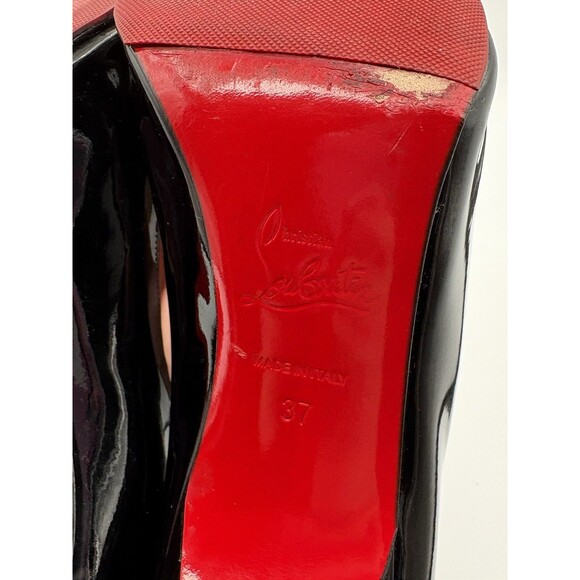 Christian Louboutin Kate 100mm Black Patent Leather Stiletto Pumps Sz EU 38 - Picture 10 of 11